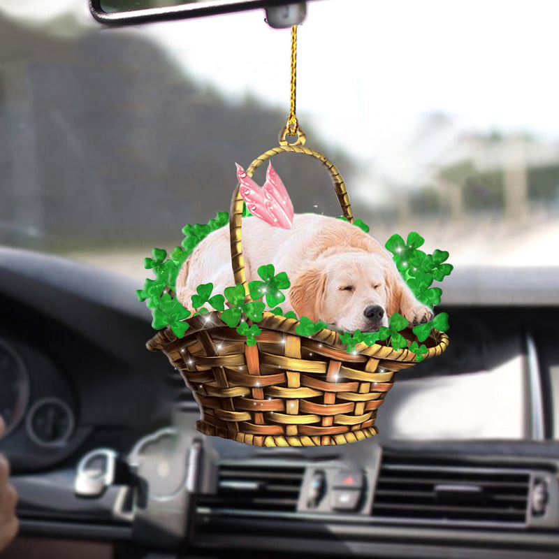 Golden retriever Sleeping Lucky Fairy Two Sided Ornament/ Dog Ornament Car Accessories