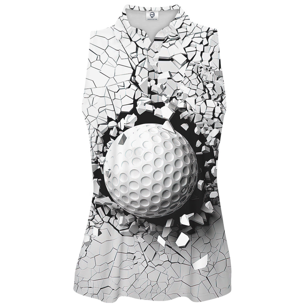 Golf Skull Master Play The Game Sleeveless & Zipper Polo Shirt For Woman