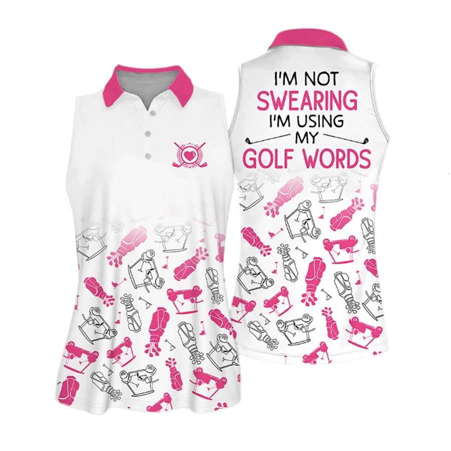 Golf I''m Swearing Pattern Sleeveless Polo Shirt/ gift for golf lovers