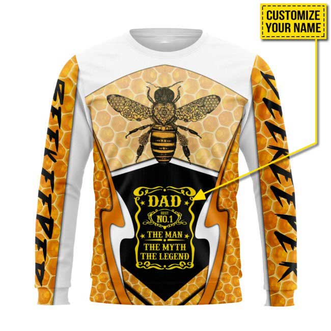 Customized With Name Beekeeper Dad No 1 The Man The Myth The Legend 3D All Over Printed Hoodie Dad Shirt Gifts For Dad