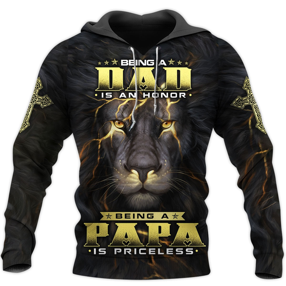 Being A Dad Is Honor Being Papa Is Priceless 3D All Over Printed Shirts Lion Dad 3D Hoodie Father''S Day Gifts
