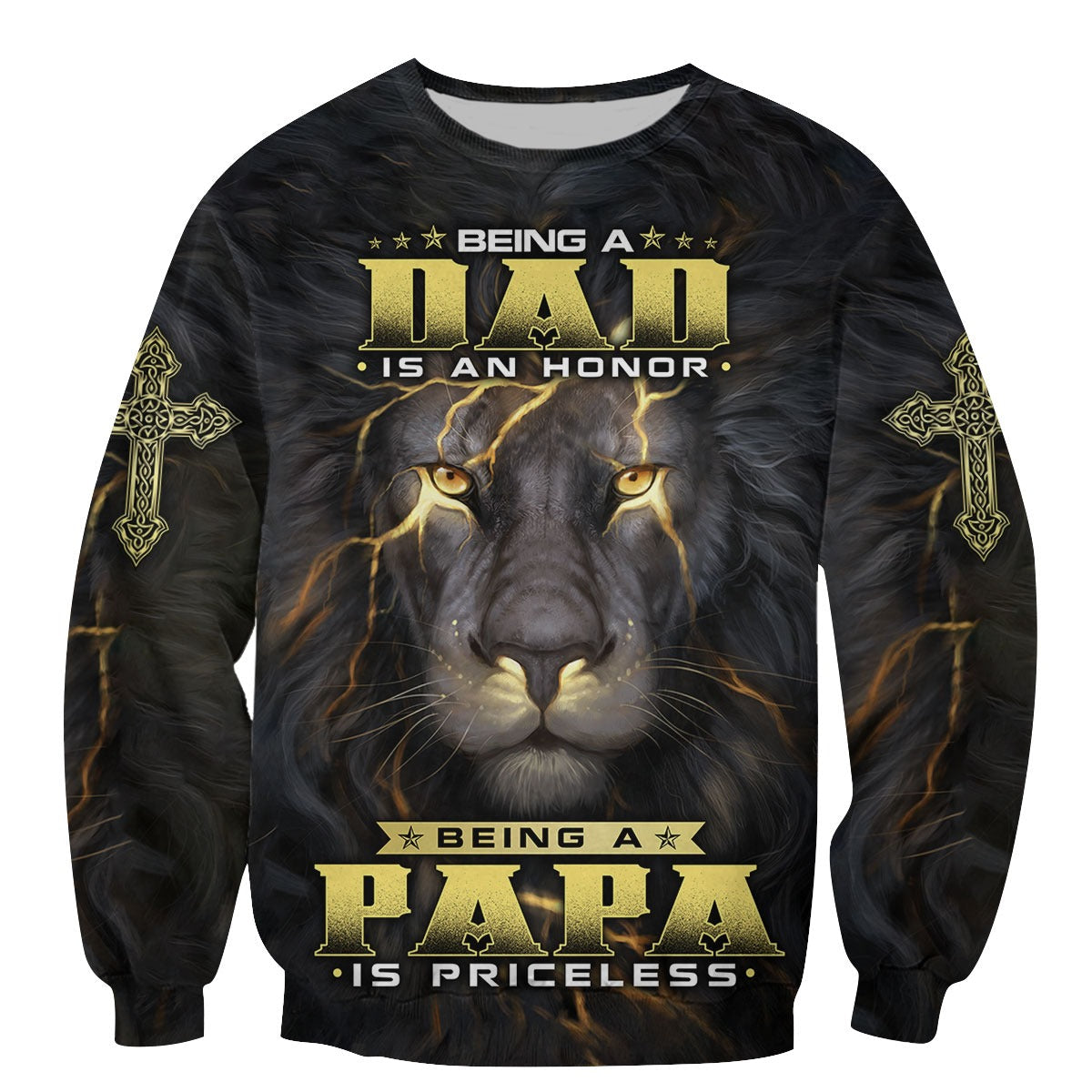 Being A Dad Is Honor Being Papa Is Priceless 3D All Over Printed Shirts Lion Dad 3D Hoodie Father