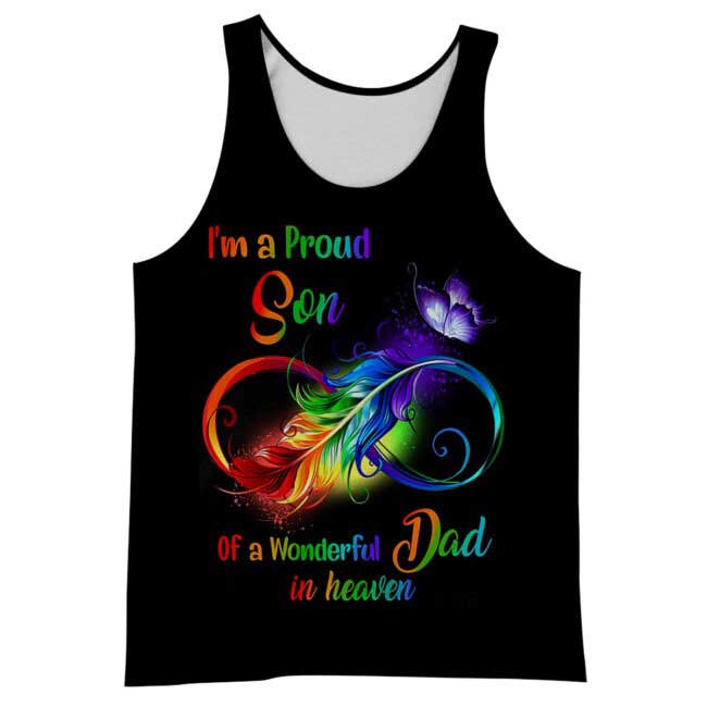 I’m A Proud Son Of A Wonderful Dad In Heaven 3D All Over Printed Shirts Remembrance Shirts Loss Of Dad