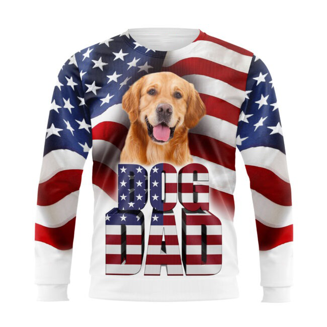 Dog Dad 3D All Over Printed Shirts In Usa Flag Background Father