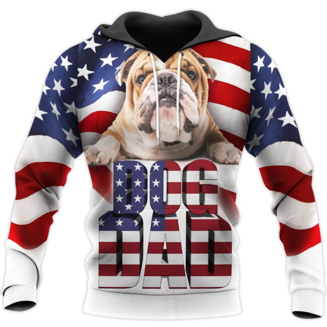 Dog Dad 3D All Over Printed Shirts In Usa Flag Background Father