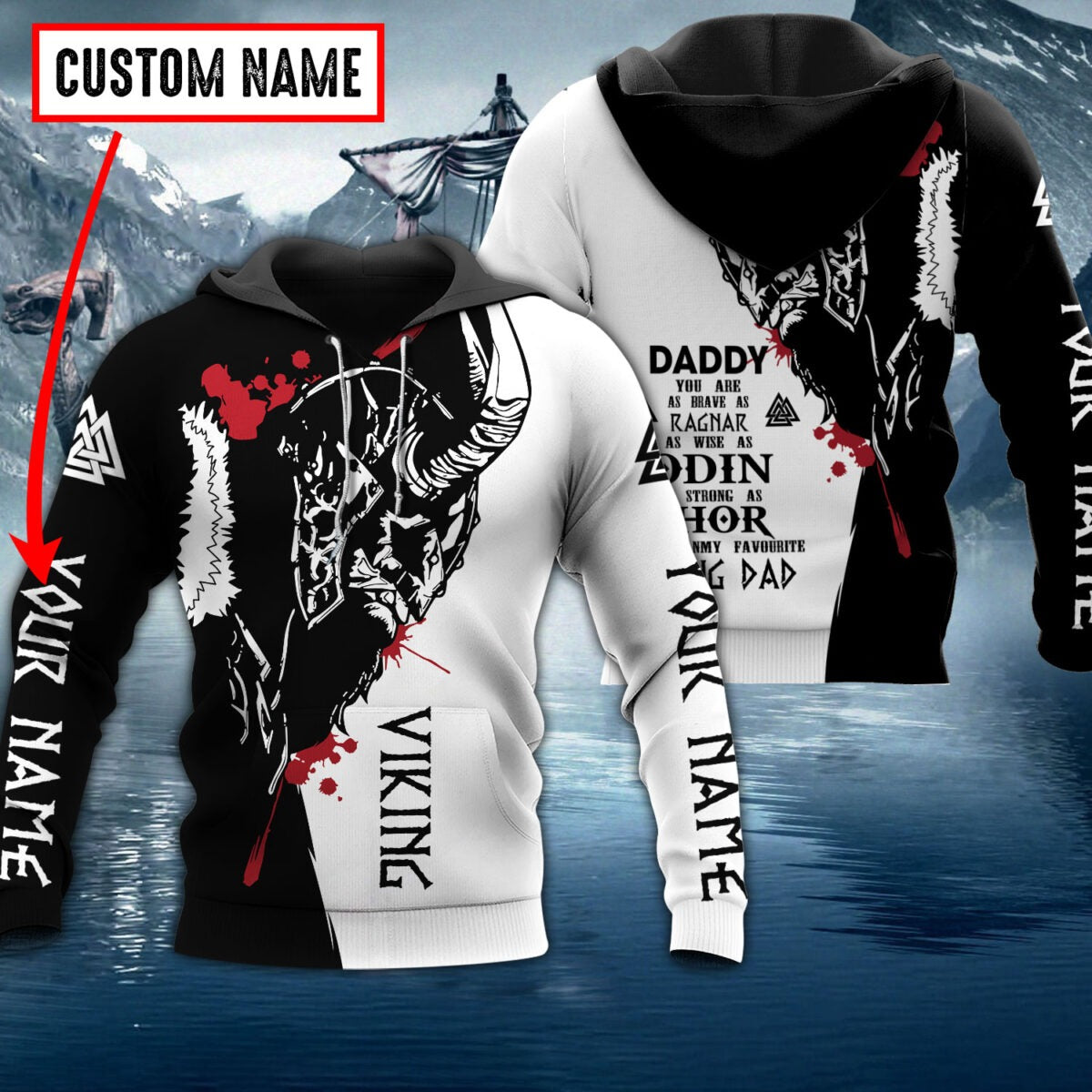 Personalize Vikings Dad 3D All Over Printed Shirts/ 3D Dad Hoodie/ Viking Dad Father