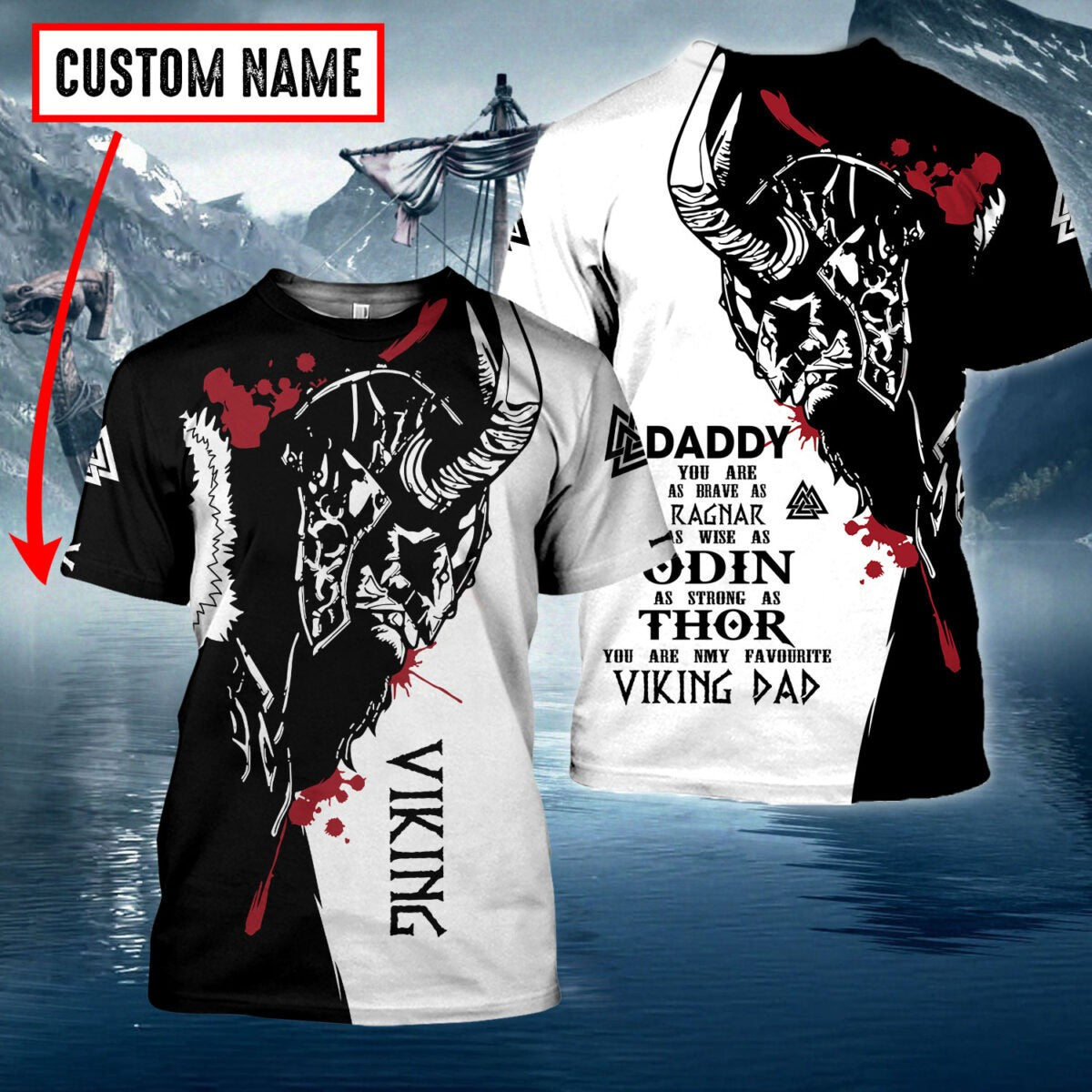 Personalize Vikings Dad 3D All Over Printed Shirts/ 3D Dad Hoodie/ Viking Dad Father''S Day Gifts