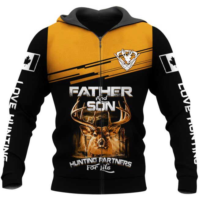 Father And Son 3D All Over Printed Shirts Deer Hunting Partner For Life 3D Hoodie Tshirt Father Day 3D Shirt