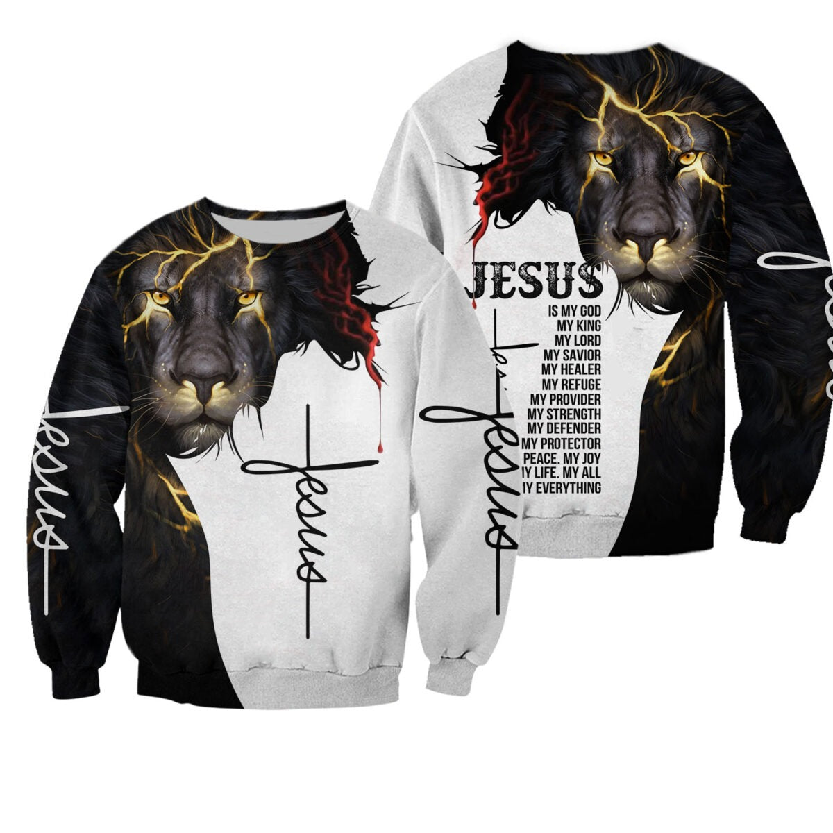 Easter Jesus 3D All Over Printed Shirts/ Jesus Is My God Full Printed Hoodie/ Lion Jesus 3D Shirts