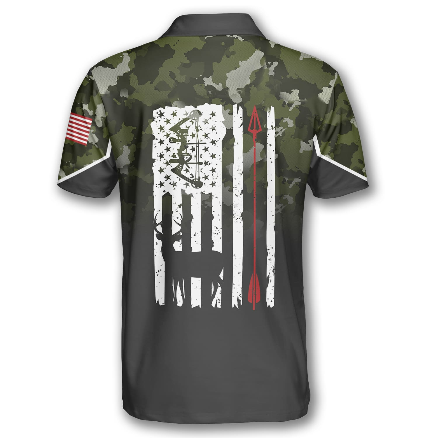 3D All Over Print Gradient Camo American Flag Custom Archery Polo Shirts for Men