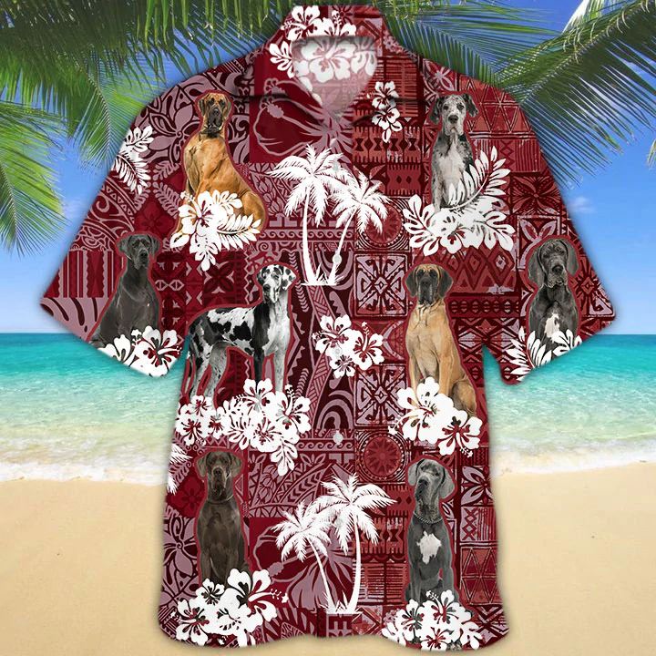 Great Dane Hawaiian Shirt/ Gift for Dog Lover Shirts/ Men''s Hawaiian shirt