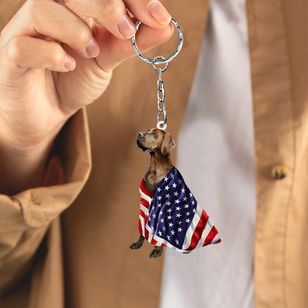 Great Dane American Patriot Flag Acrylic Keychain