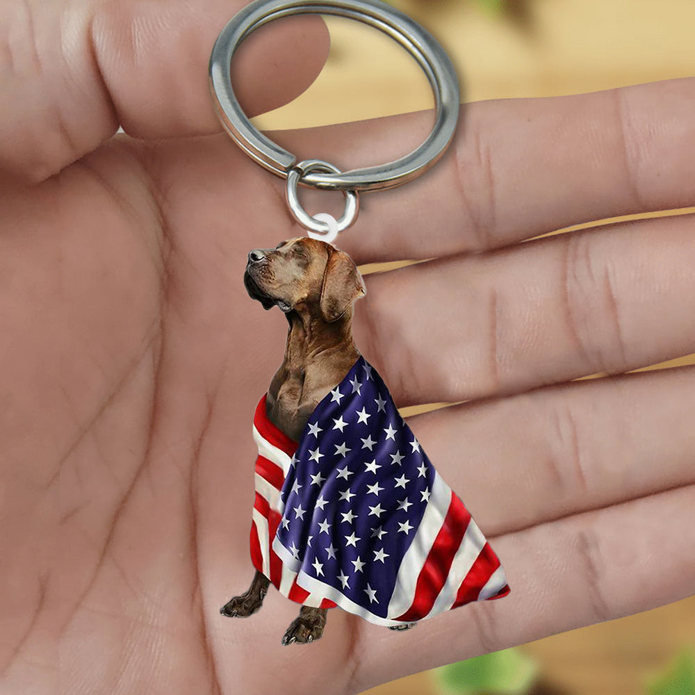 Great Dane American Patriot Flag Acrylic Keychain