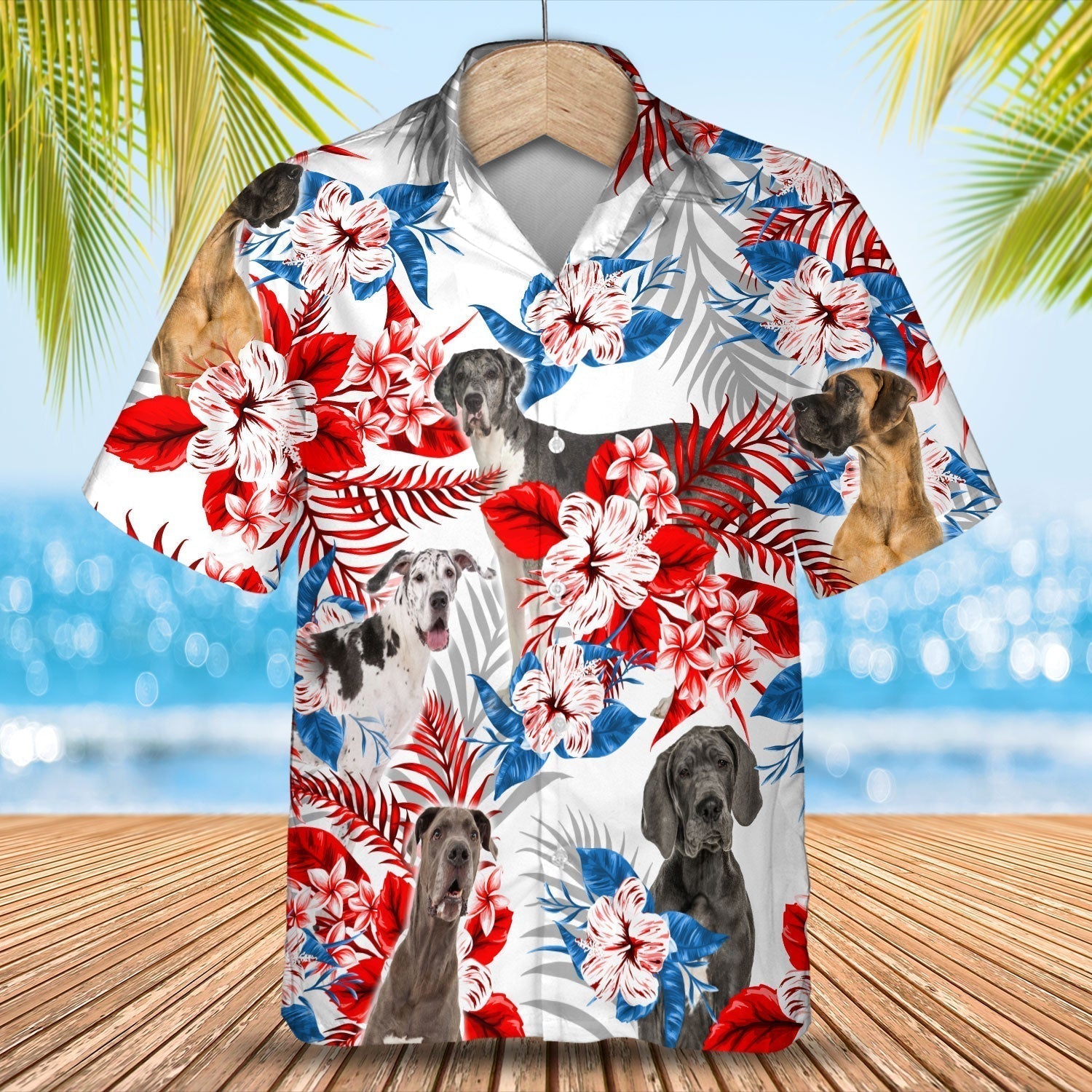 Great Dane Hawaiian Shirt - Gift for Summer/ Summer aloha shirt/ Hawaiian shirt for Men and women