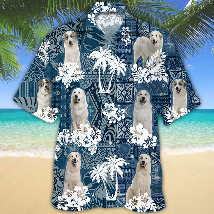 Great Pyrenees Hawaiian Shirt/ Flower dog Short Sleeve Hawaiian Aloha Shirt for Men/ Women