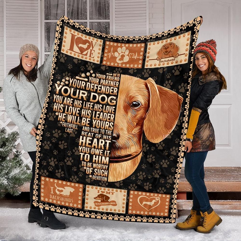 Cute Dachshund Dog Blanket Fleece Sherpa Dog Blanket Best Gift For Dog Lover Throw Soft Light Weight Blanket