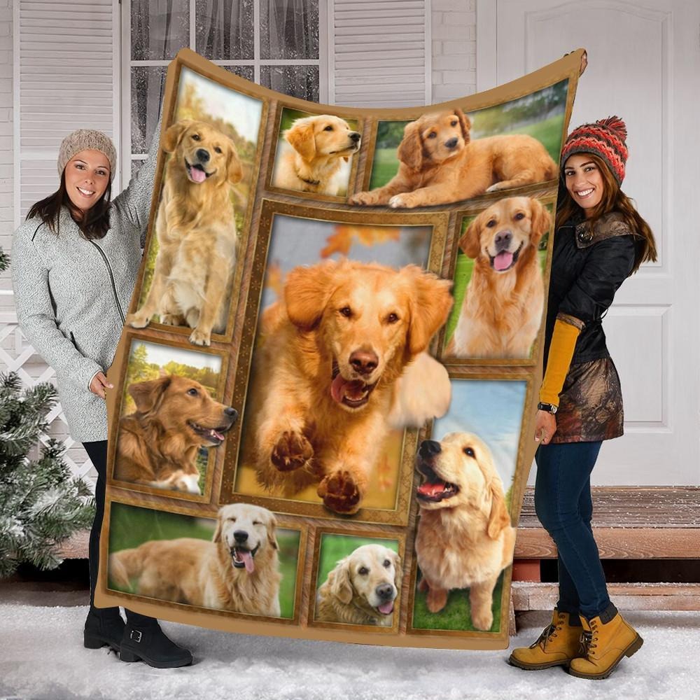 Golden Retriever Dog Blanket – Fleece Blanket Soft Cozy Warm Sherpa Blanket For Dog Lover