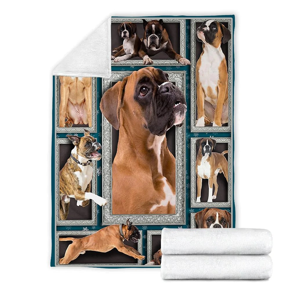 3D Boxer Dog Blanket Throw Sherpa Soft Cozy Dog Blanket Best Gift For Dog Mom