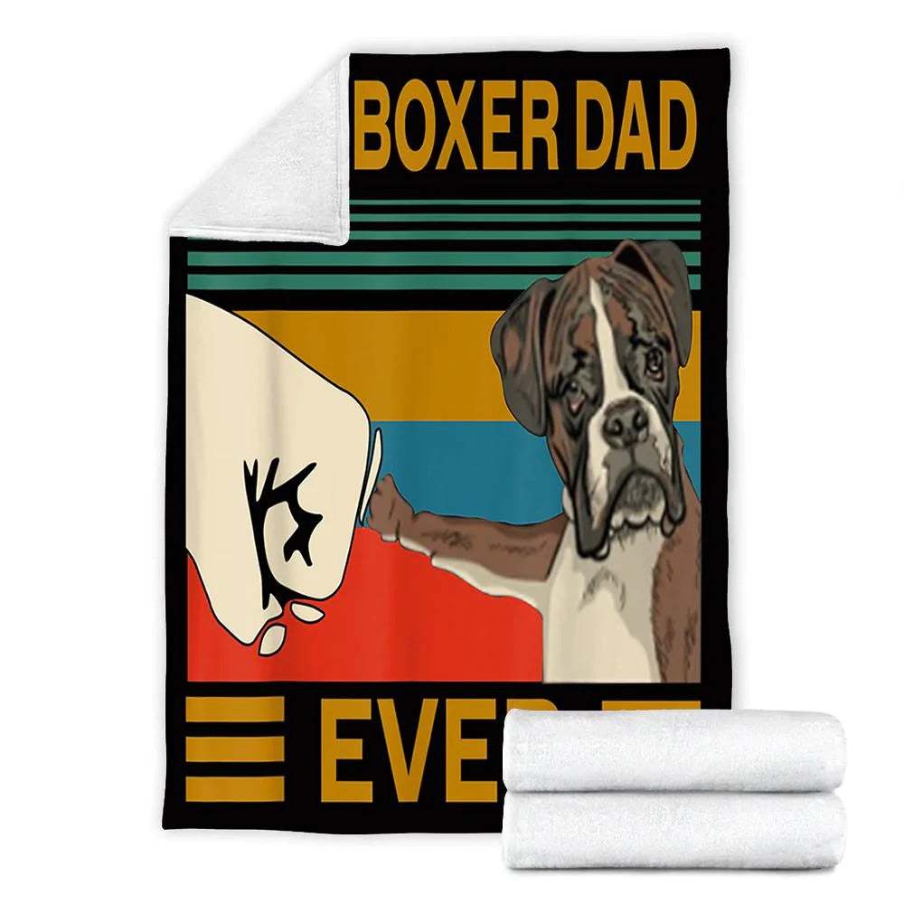 Best Dog Boxer Dad Ever Bump Fit Blanket/ Boxer Dog Gift Throw Fleece Sherpa Blanket
