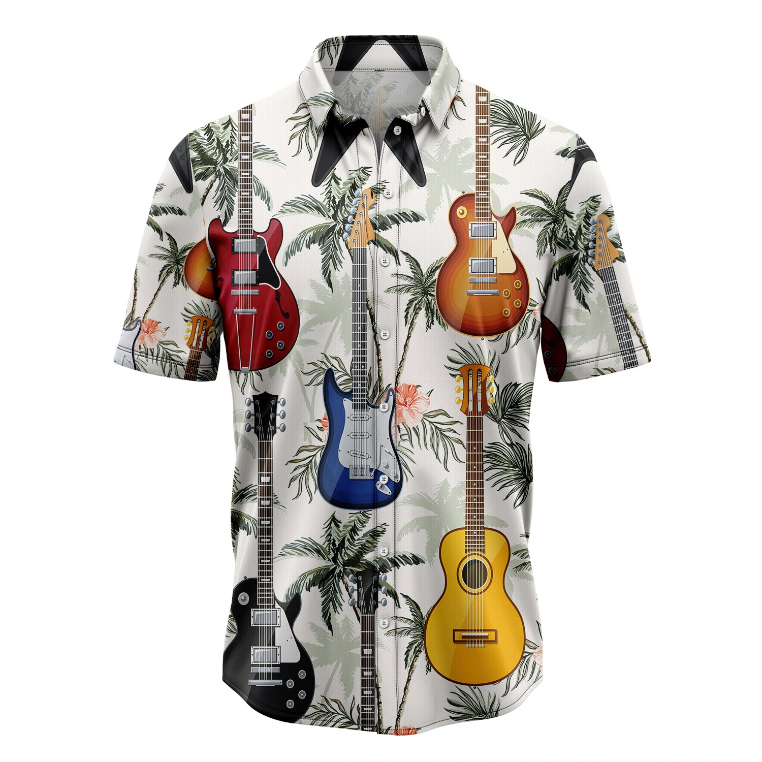 Guitar Tropical Vintage Hawaiian Shirt/ Summer gift/ Hawaiian Shirts for Men and Women Aloha Beach Shirt