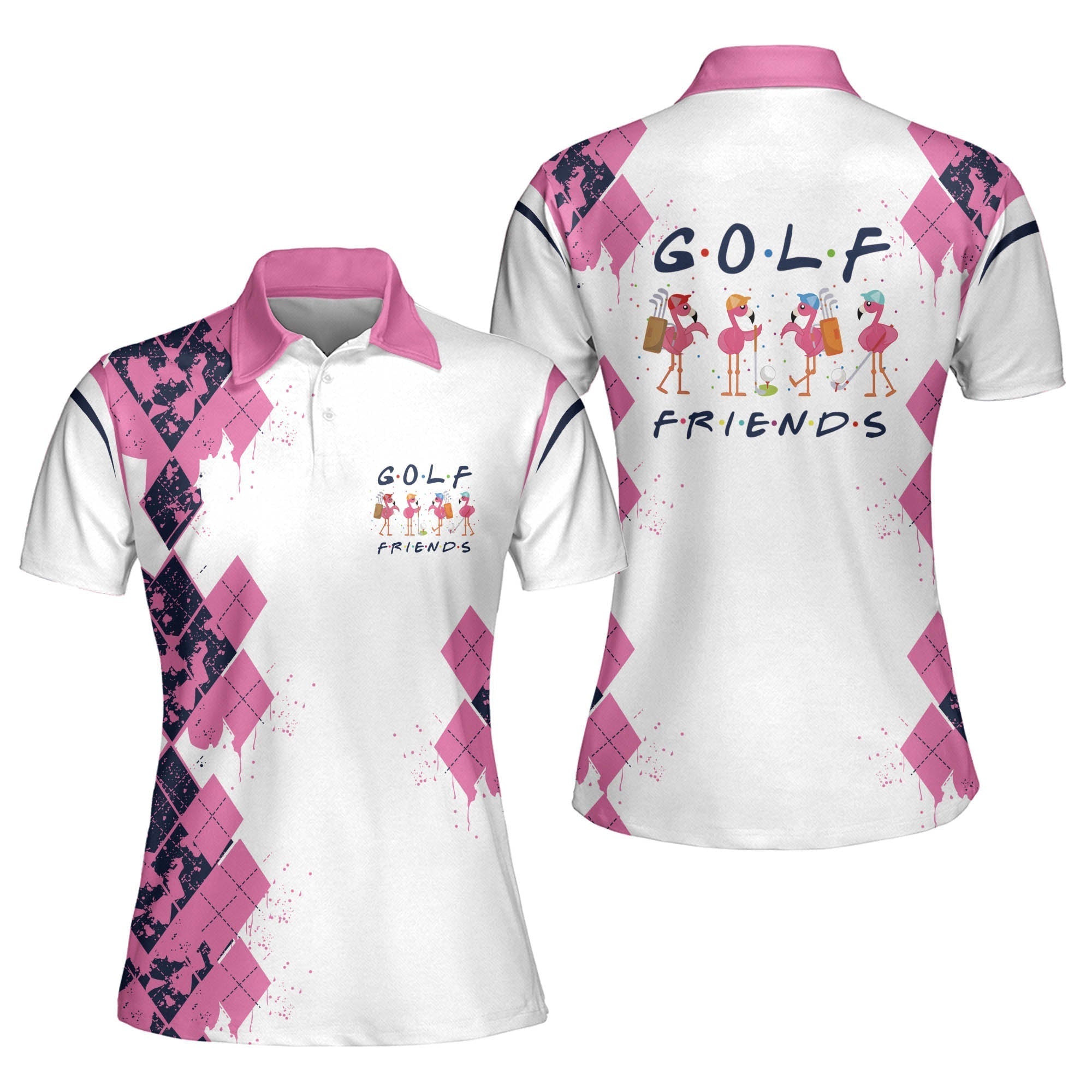 Golf Friends Flamingo V2 Women Sleeveless Polo Shirt/ Short Sleeve Polo Shirt