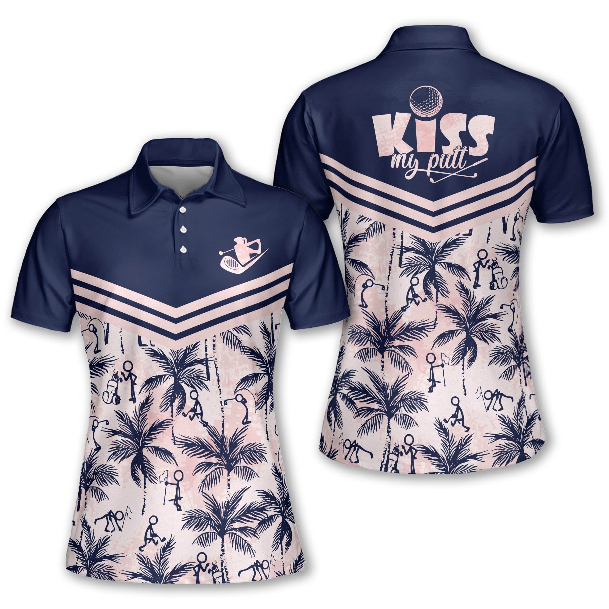 Kiss My Putt Short Sleeve Polo Shirt Sleeveless Golf Polo Shirt for women