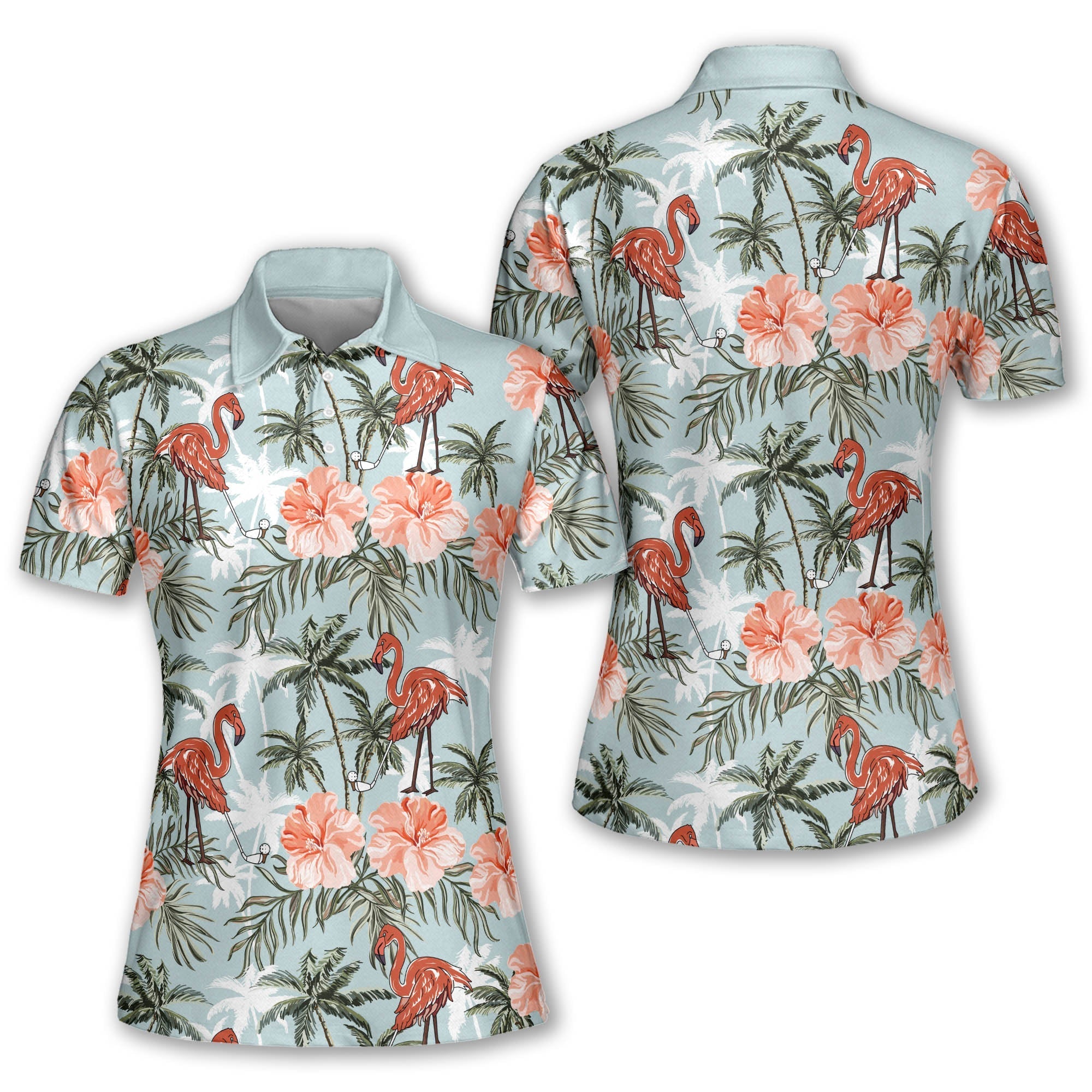 Seamless Tropical Flamingo Golf V4 Women Short Sleeve Polo Shirt/ Sleeveless Polo Shirt