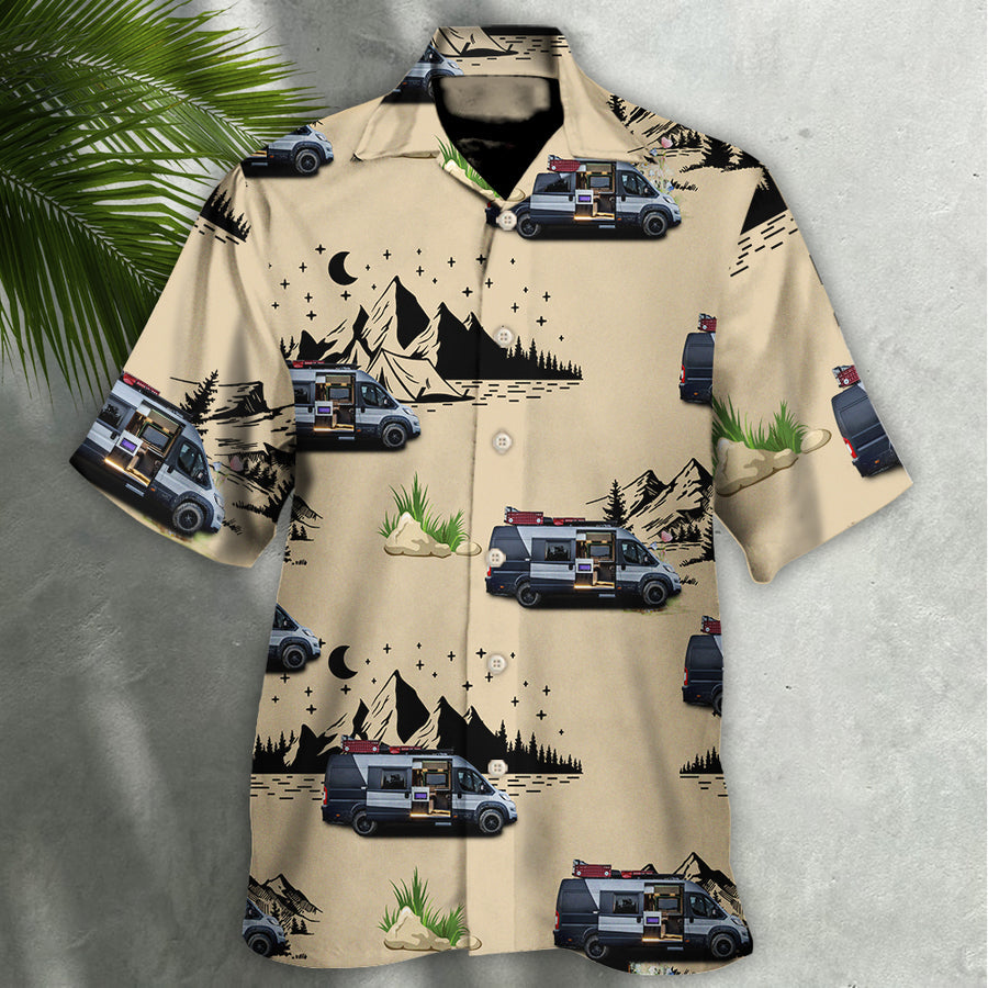 Camping Van Outdoor Life Moon Night Custom Photo Hawaiian Shirt/ Camping Shirt/ Hawaiian Shirt for Men Women