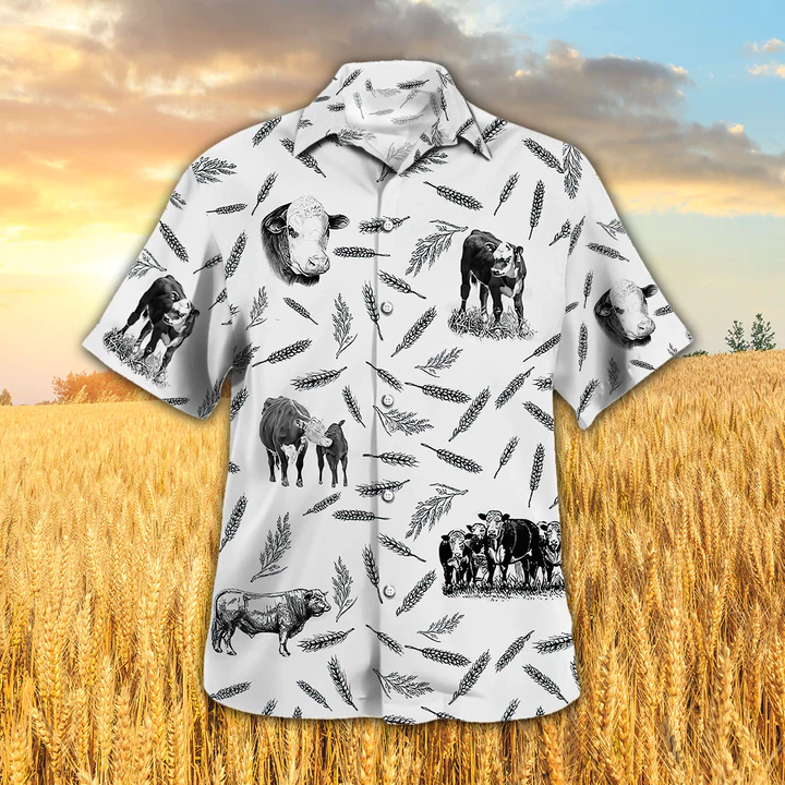 Hereford Cattle Pattern Hawaiian shirt/ Animal Farm Cow Hawaiian Shirts For Men/ women