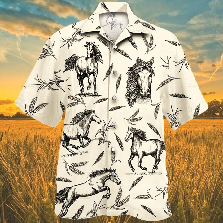 Horse Farm Lovers Hawaiian Shirt/ Animal Farm Horse Men Hawaiian Shirts