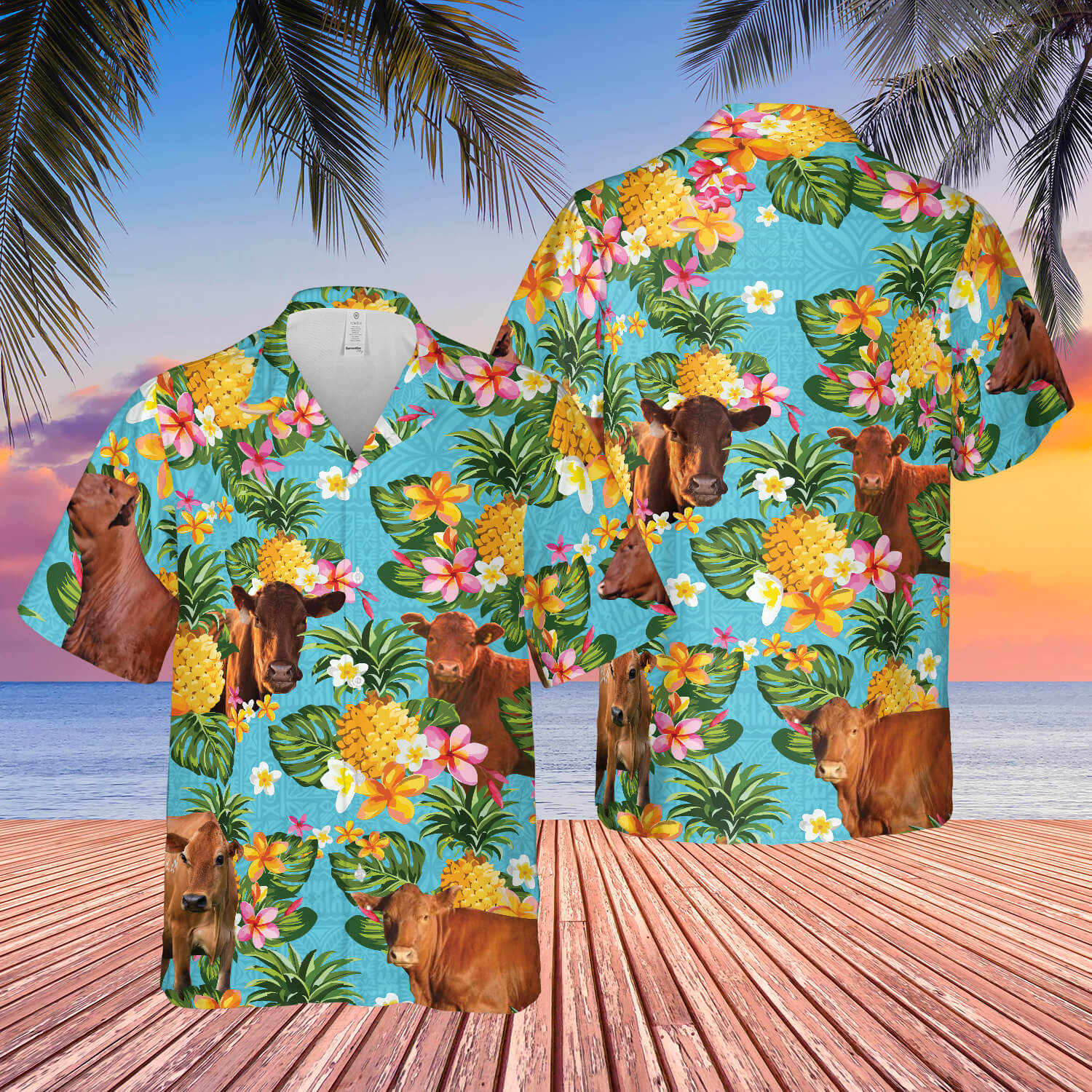 Pineapple Hawaiian Theme For Beefmaster Cattle Lovers All 3D Printed Hawaiian Shirt