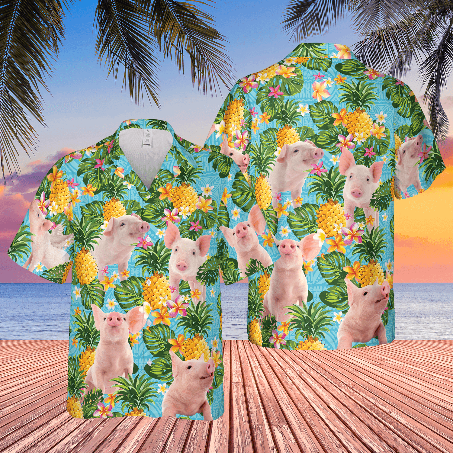 Pineapple Hawaiian Theme For Pig Lovers All 3D Printed Hawaiian Shirt