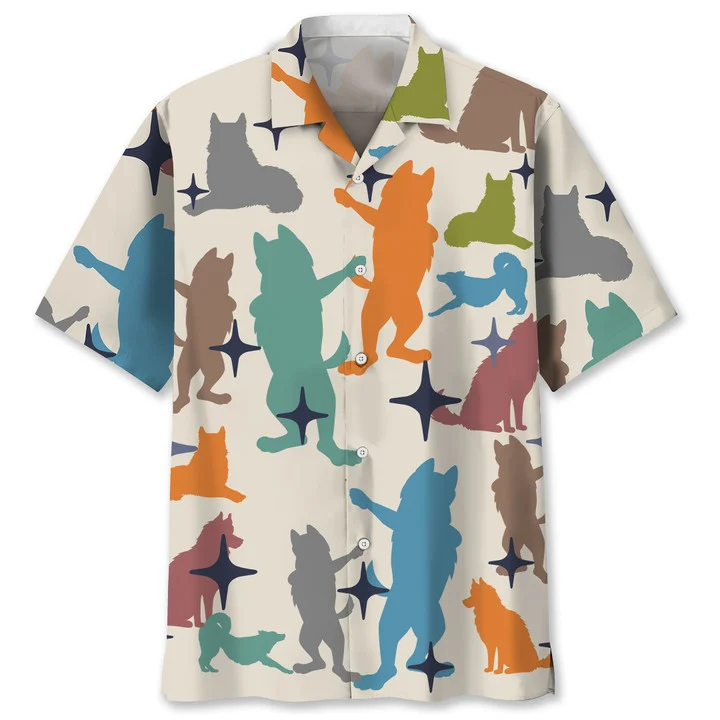 Husky vintage Hawaiian Shirt/ Hawaiian shirt for men/ Summer gift for Dog lovers