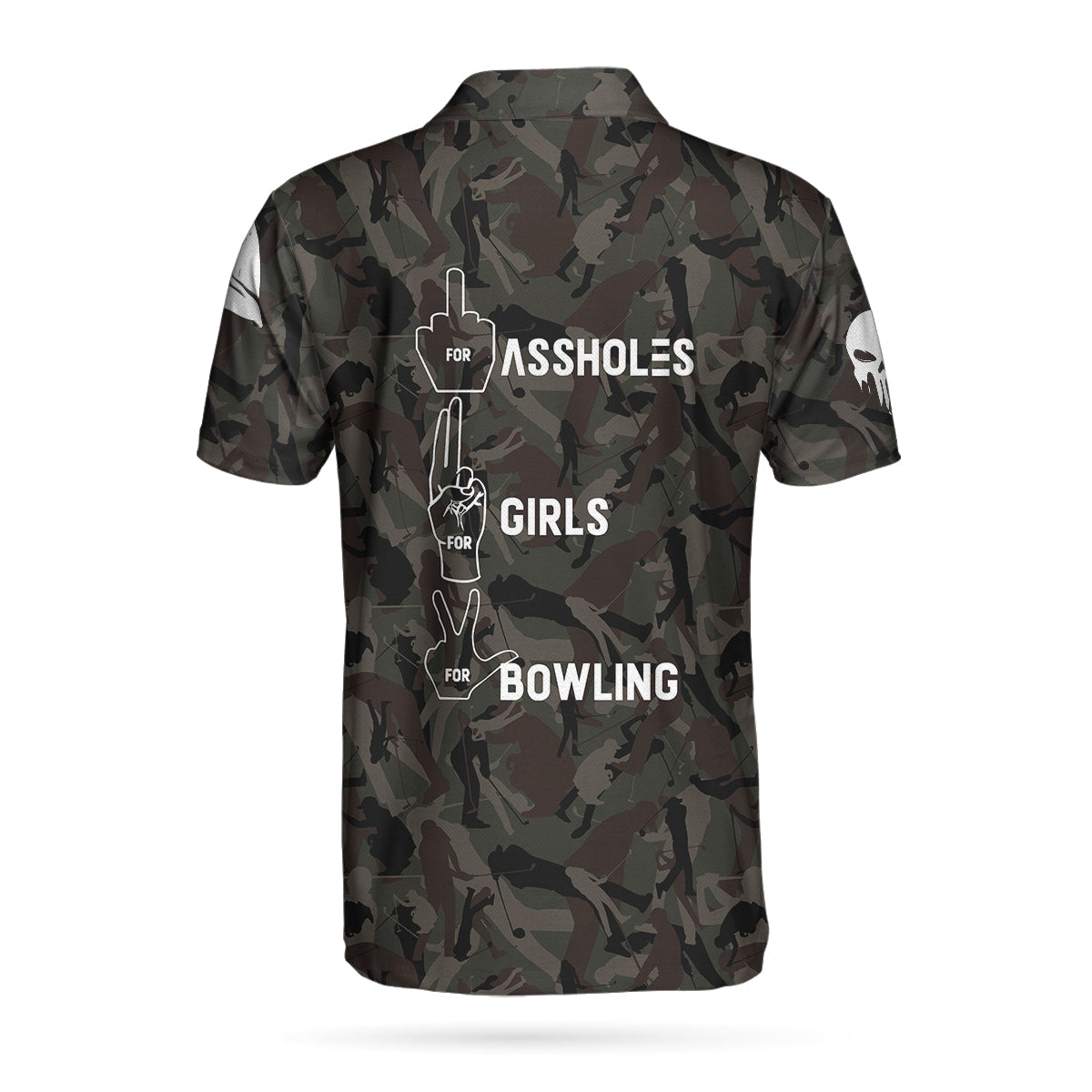 Hand Instruction For Girl And Bowling American Flag Polo Shirt/ Funny Hand Signs Camouflaged Bowling Polo Shirt For Men Coolspod