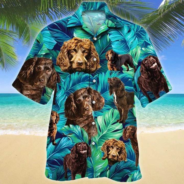 Happy Boykin Spaniel Dog Lovers Summer Beach Palm Tree Pattern Hawaiian Shirt