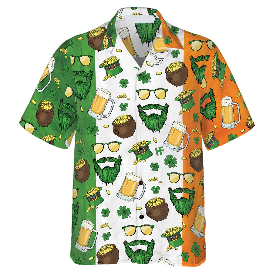 Beard Saint Patrick''s Day Seamless Pattern Hawaiian Shirt