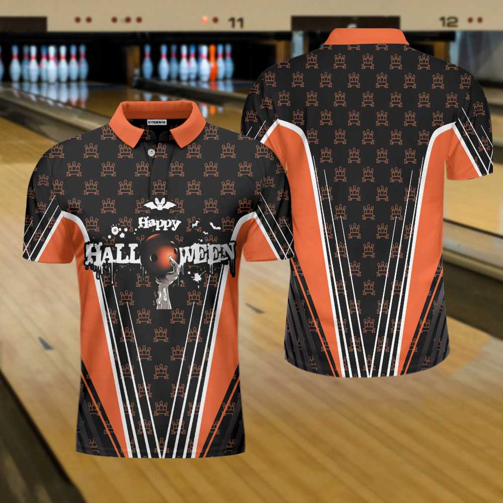 Happy Halloween And Happy Bowling Polo Shirt V2/ Short Sleeve Bowling Shirt For Men Coolspod