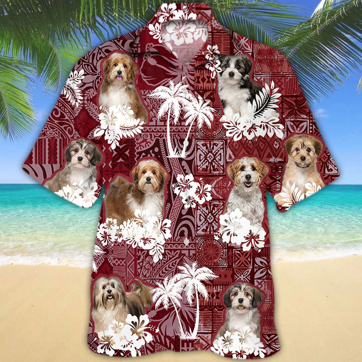 Havanese Red Hawaiian Shirt/ Gift for Dog Lover Shirts/ Men''s Hawaiian shirt/ Summer Hawaiian Aloha Shirt