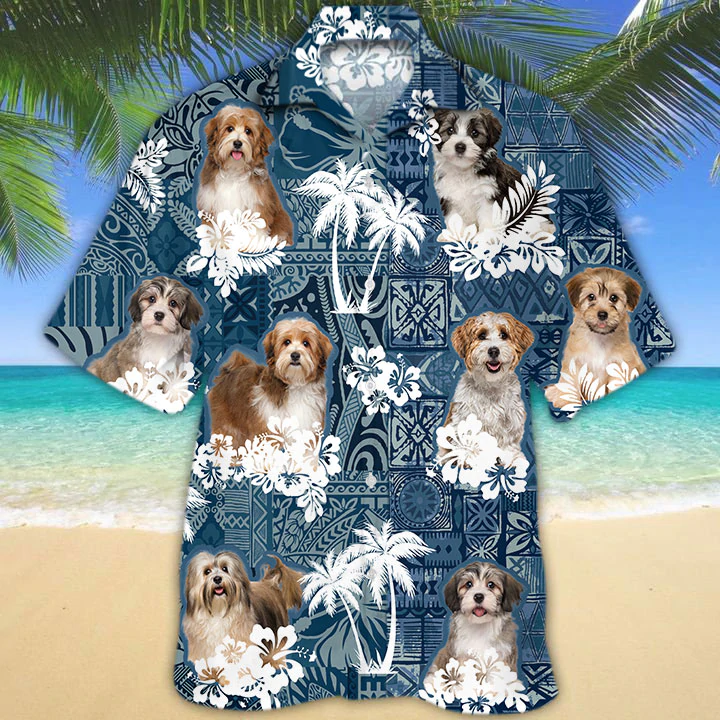 Havanese Hawaiian Shirt/ Flower Havanese Short Sleeve Hawaiian Aloha Shirt for Men/ Women