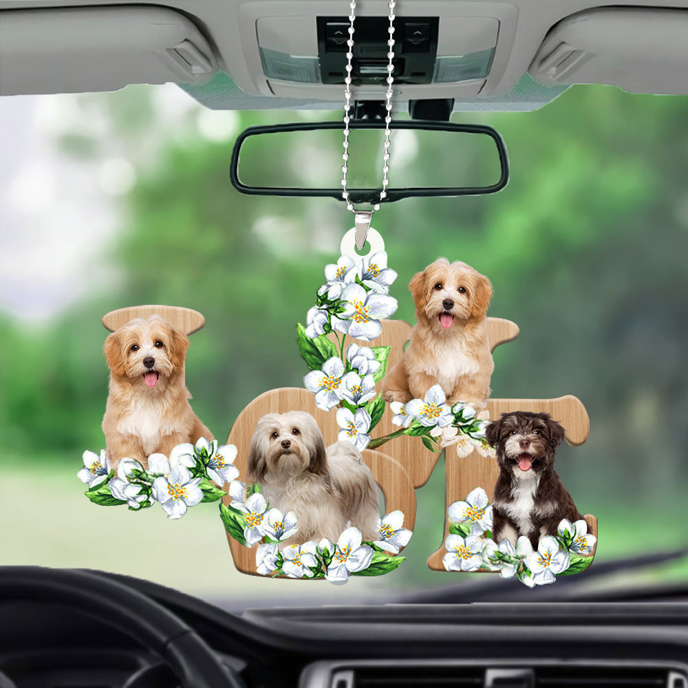 Havanese Love Flowers Dog Lover Car Hanging Ornament