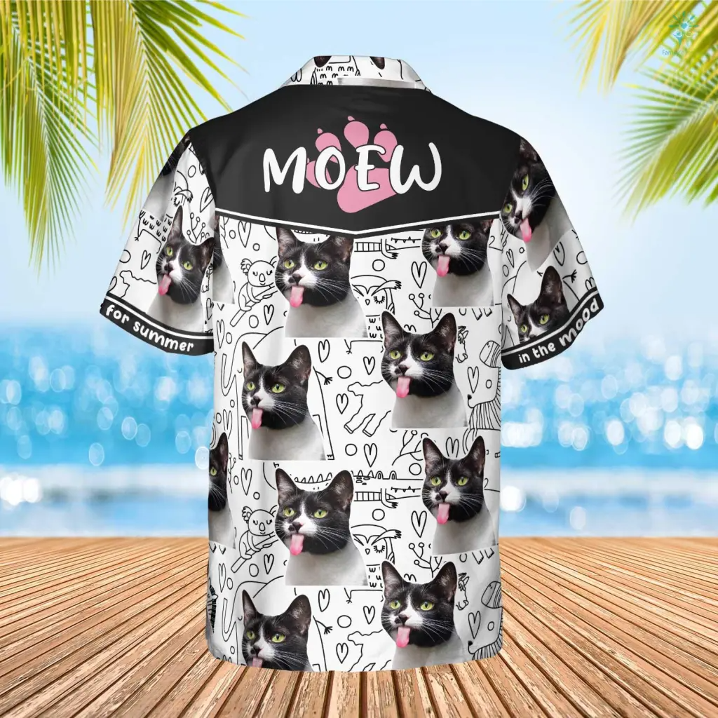 Custom Face Photo Cat Animals Drawing Hawaiian Funny/ Hawaiian Shirt for Men Women/ Idea Gift Cat Lover