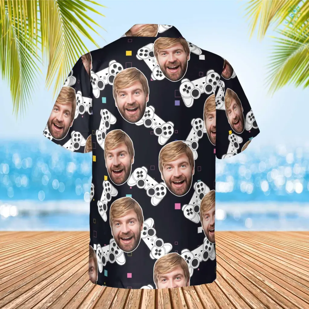 Gaming Hawaiian Funny Custom Image Summer Shirt Beach Hawaiian Casual Button Down Short Sleeve Hawaiian Shirt/ Gift for Him