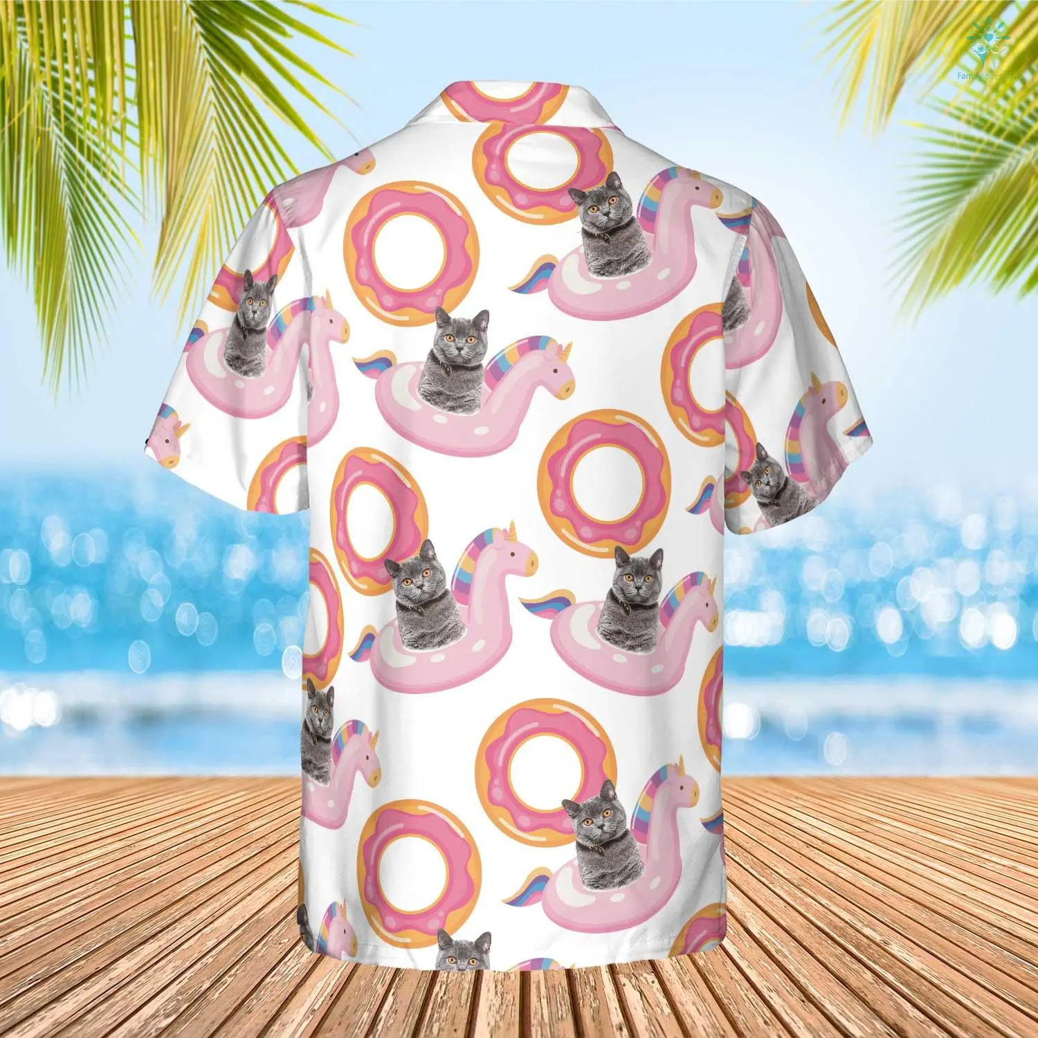 Custom Photo Cat Summer Shirt Beach Hawaiian Shirt/ Summer Vacation/ Unicorn Swim Float Hawaiian Funny