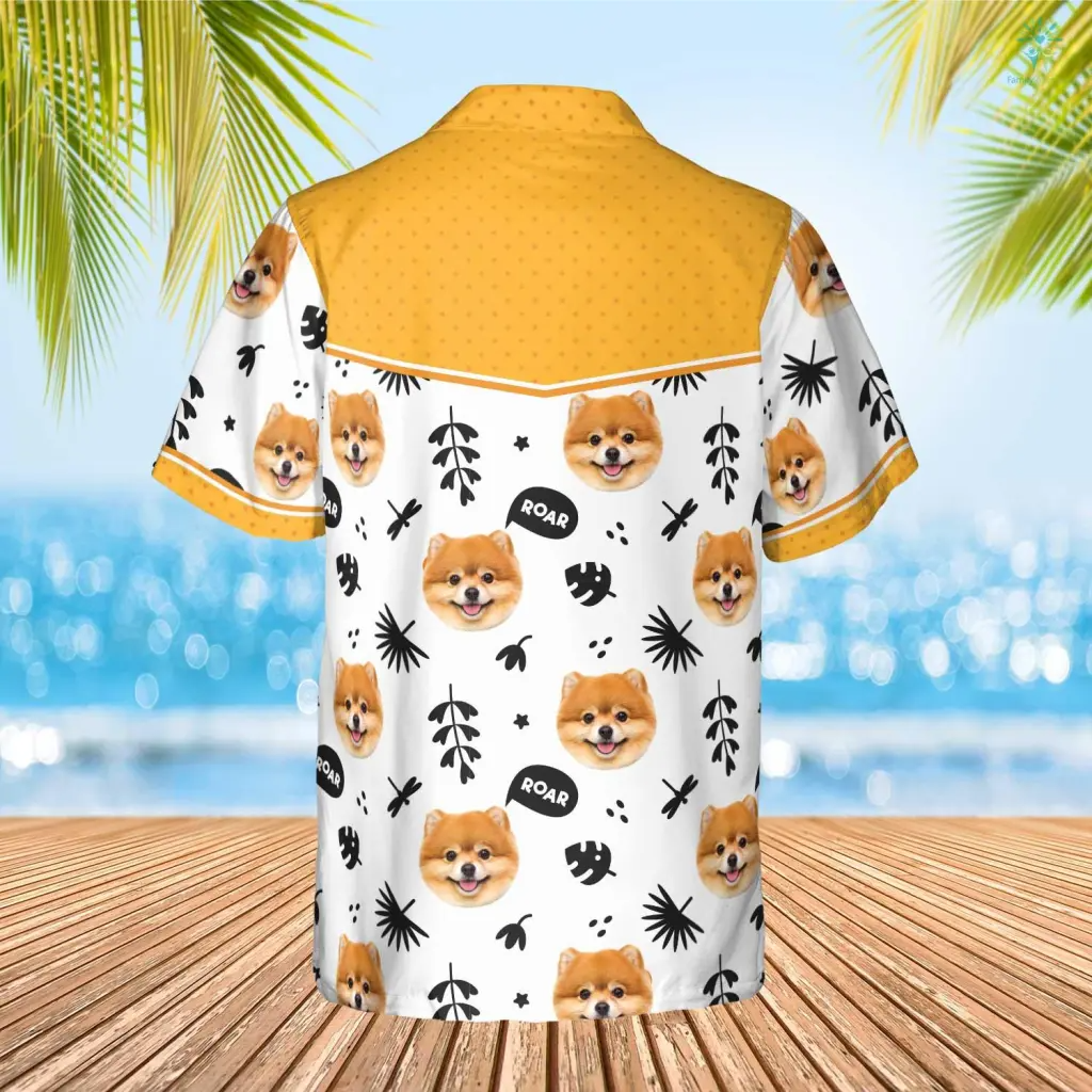 Cute Dog Roar Hawaiian Custom Image Funny Dog Summer Shirt/ Hawaii Shirt for Men Women/ Shirt for Dog Lover
