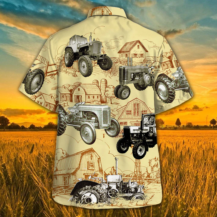 Tractor Farm Vintage Hawaiian Shirt/ Animal Farm Tractor Men Hawaiian Shirts For Men/ women