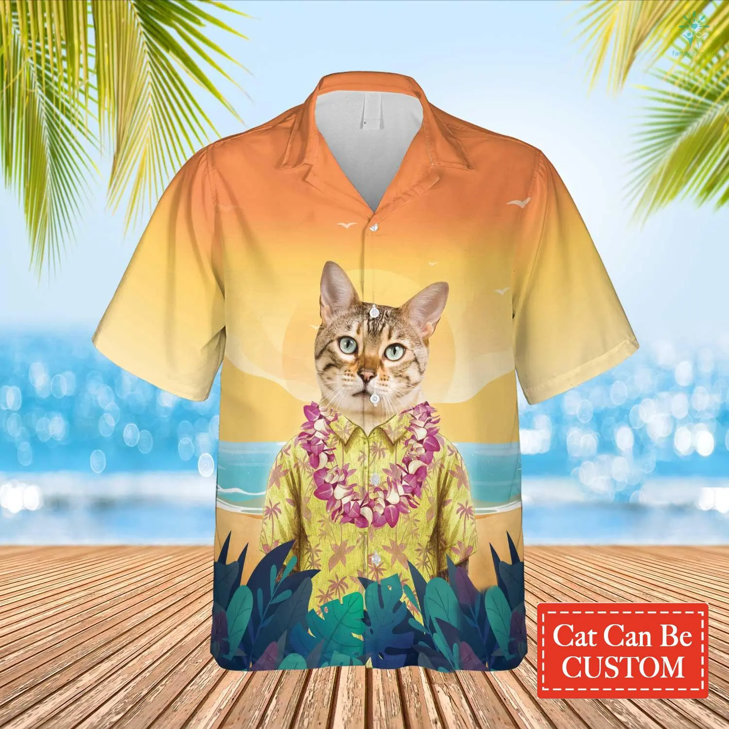Summer Beach And Cool Cat Hawaiian Custom Image Face Cat Beach Shirt Hawaiian/ Gift for Dog Cat Lover