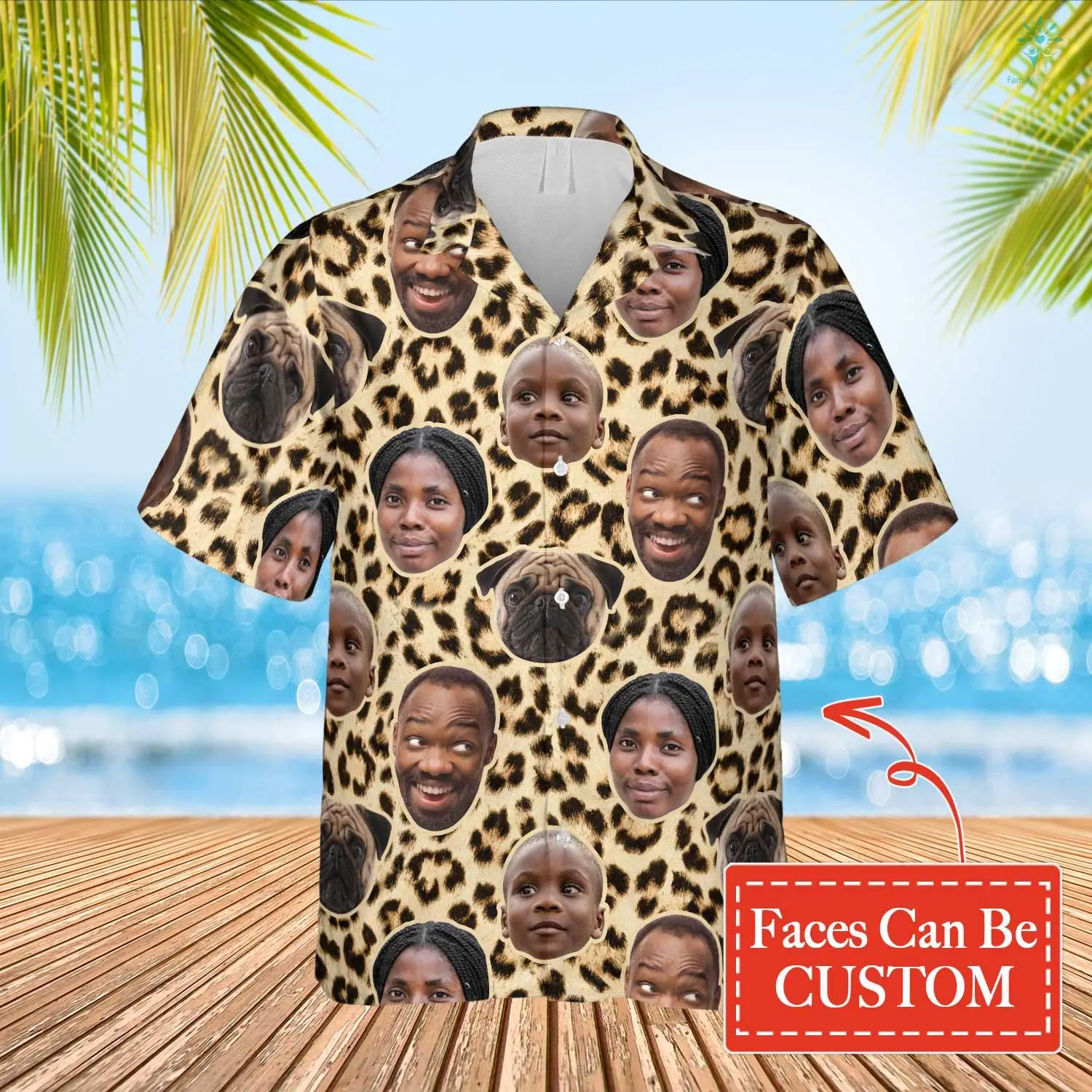 Custom Photo Family Leopard Skin Funny Hawaiian/ Idea Shirt for Family in Summer/ Custom Image Hawaiian Shirt