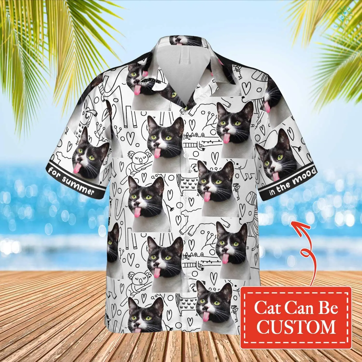 Custom Face Photo Cat Animals Drawing Hawaiian Funny/ Hawaiian Shirt for Men Women/ Idea Gift Cat Lover