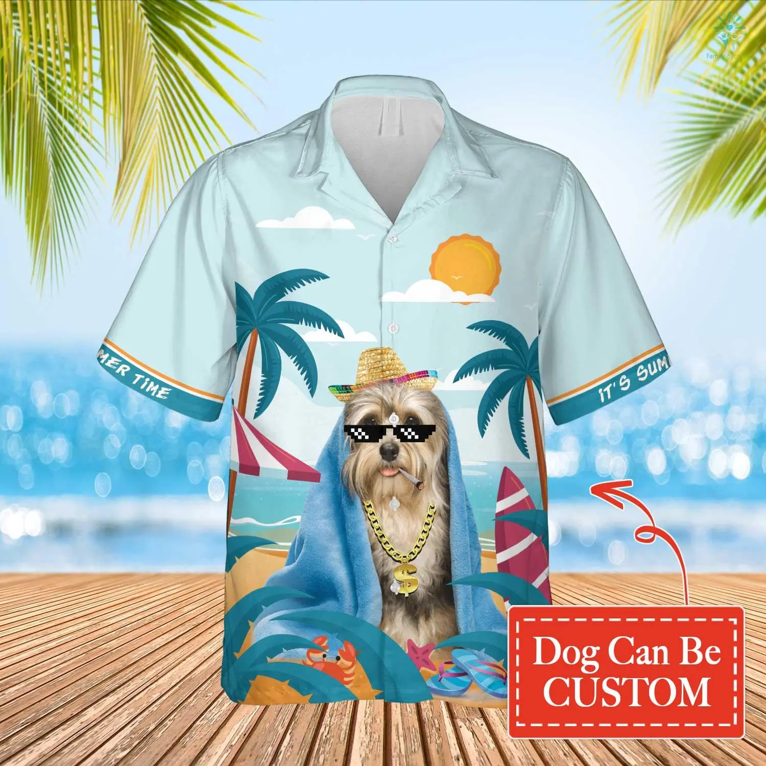 Custom Image Dog Summer Beach Hawaiian Shirt/ Rich Dog Its Summer Time Hawaiian/ Gift for Men Women Dog Lover