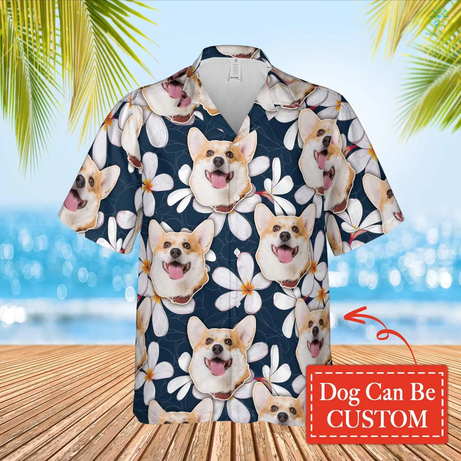 Custom Photo Frangipani Flower Funny Dog Hawaiian Shirt/ Hawaiian Shirt for Men Women/ Gift for Dog Lover Shirt